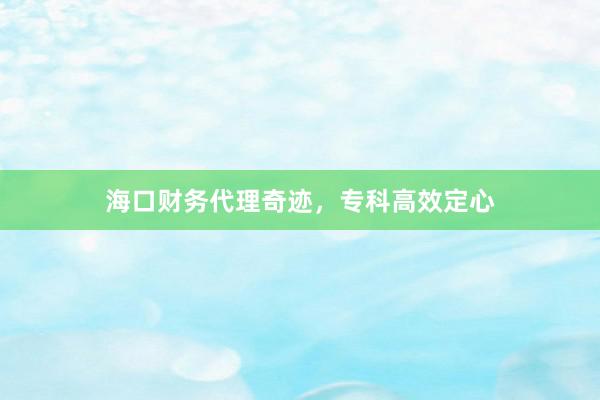 海口财务代理奇迹，专科高效定心